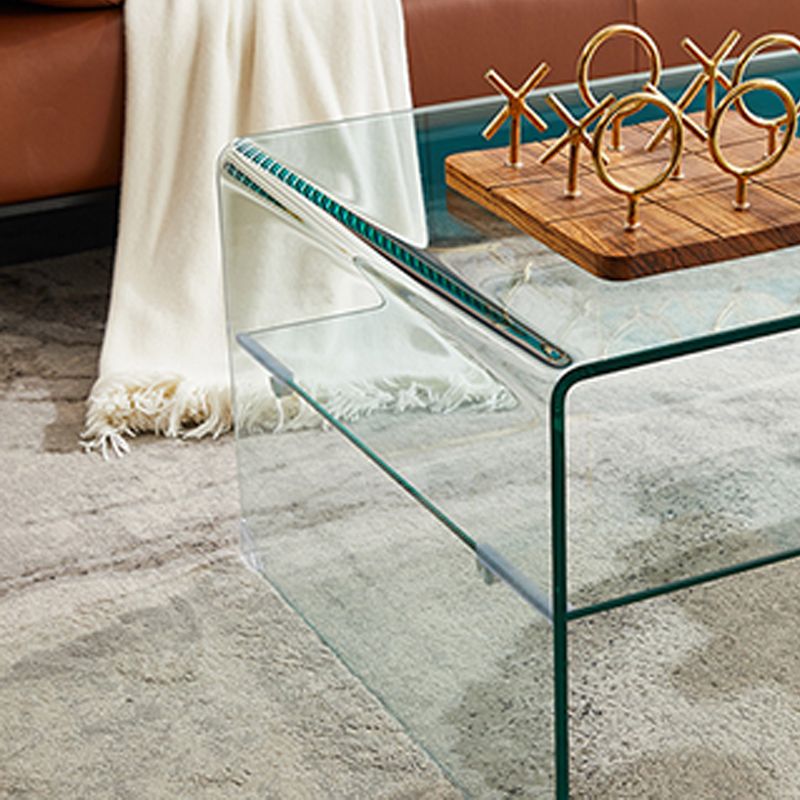 Modern 2-Tier Glass Coffee Table in Clear Sled 1 Single Cocktail Table