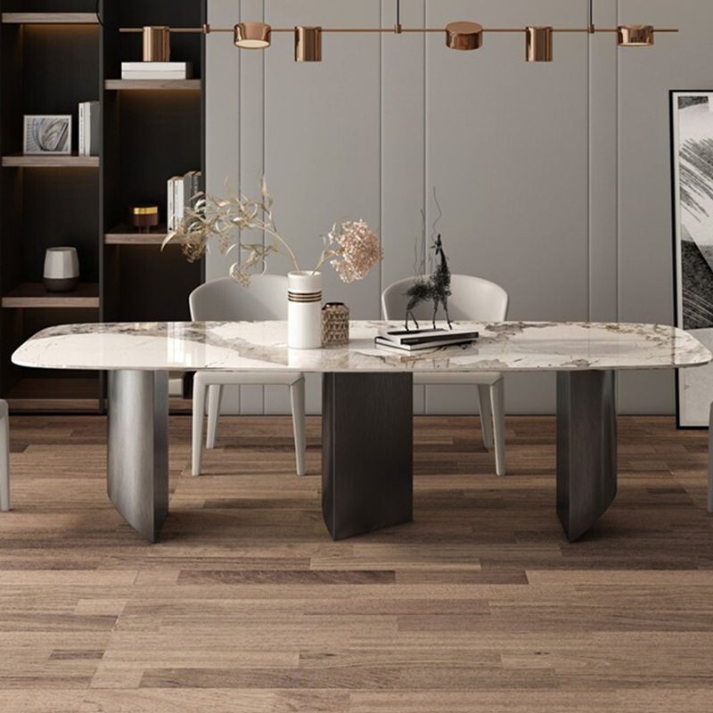 Contemporary Style 1/3/4/6/7/8 Pieces Dining Chairs Set Rectangle Stone Furniture in Gray