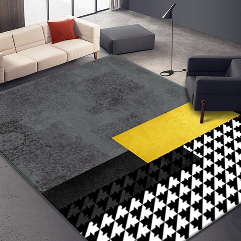 Goud eenvoudige vloerkleed Polyester Geometrisch Tapijt Non-Slip Backing Rug voor woonkamer