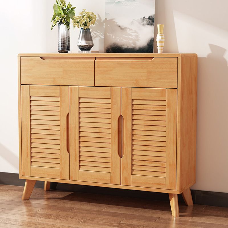 Door and Drawer Accent Cabinet Wood Cabinet in Brown/Natural