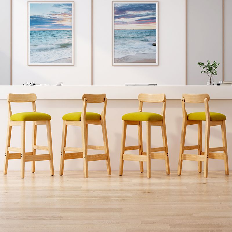 Solid Wood Bar Stool Backrest Upholstered Bar Stools for Dining Room