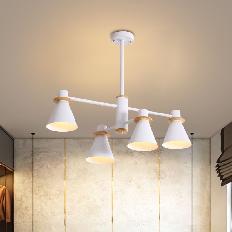 Contemporary Suspension Light Funnel Shade Metal 2-Tier 4/6/8 Lights Chandelier for Restaurant