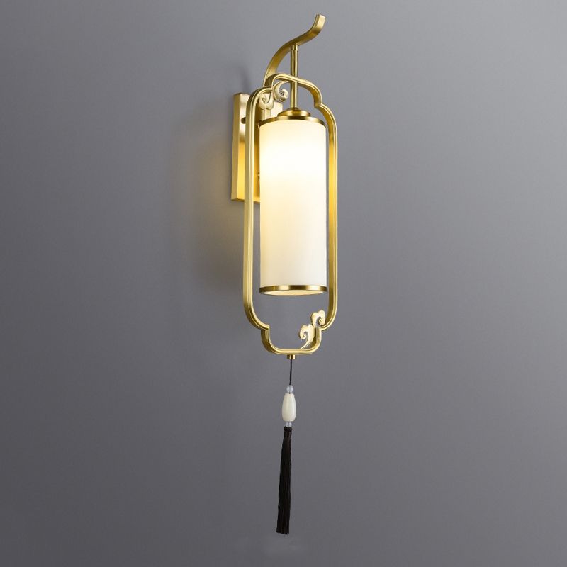 Modern Simple Wall Light Cylinder Shape Wall Lamp with Glass Shade for Living Room