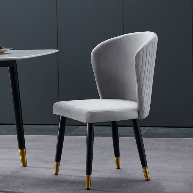 Sillas de comedor de madera Glam, sillas de comedor de terciopelo sin brazos para uso doméstico (juego de 2)