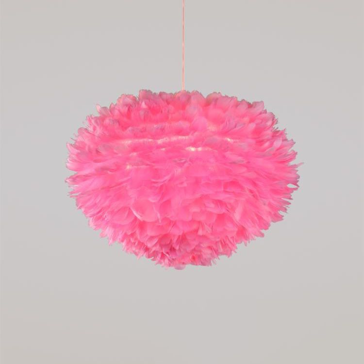 Art Deco Feather Pendant Lighting Modern Nordic Creative Globe Hanging Ceiling Light for Bedroom