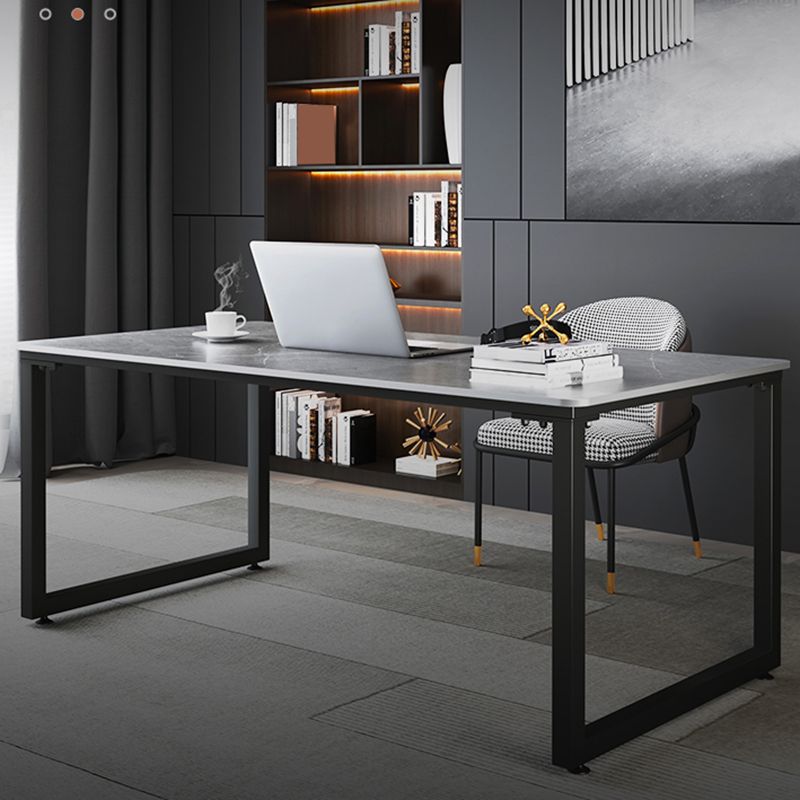 Contemporary Stone Writing Desk Sled Rectangular  Office Desk for Home