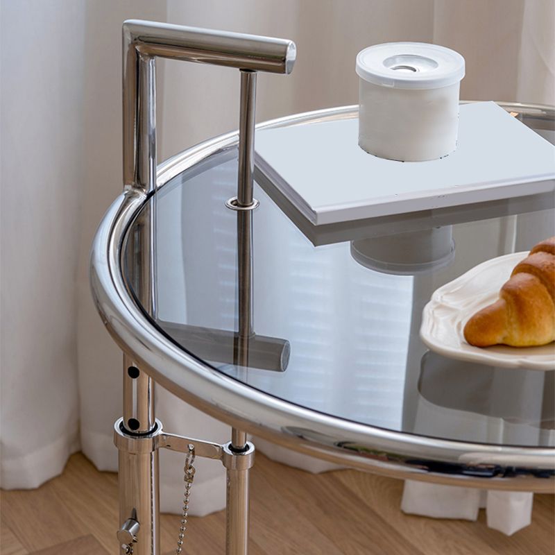 Adjustable Height Glass Side Table Modern Dia 20.1" C End Table