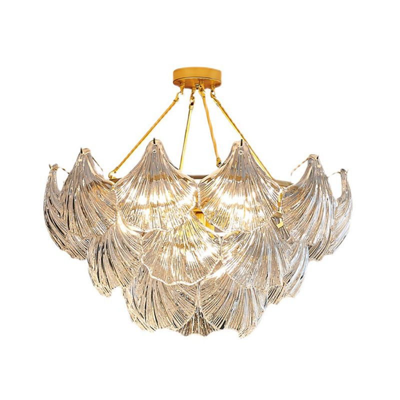 Traditional Style Glass Chandelier Lamp Gold Vintage Lighting Fixture for Living Room