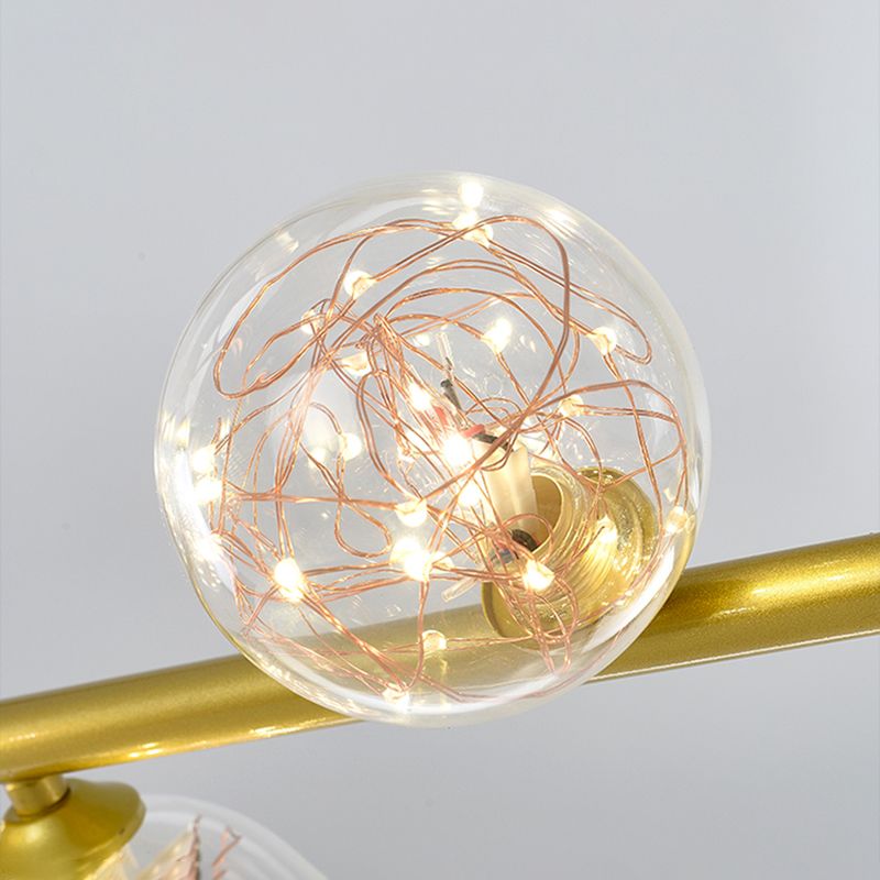 Wrought Iron LED Island Light in Modern Creative Style Glass Globe Pendant Light for Dining Room