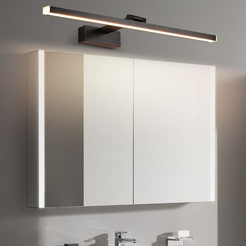 Metal linear Shade Mirror Wall Lights Modern 1 Head Wall Mount Fixture in Black