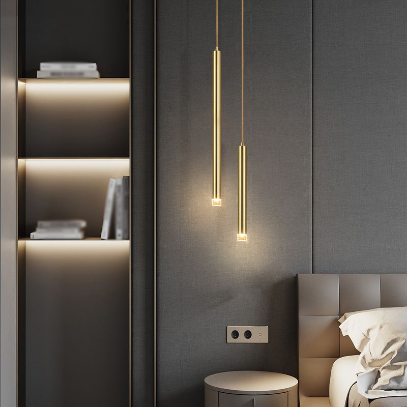 Luz de cilindro Luz contemporánea de estilo contemporáneo 1 accesorio de iluminación colgante de luz en oro