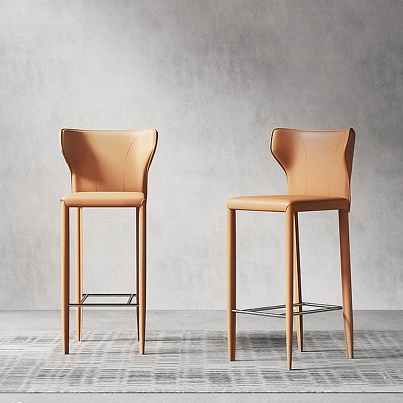 Glam Leather Counter Height Stools Low Back Bar Stools for Indoor