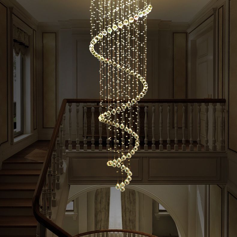 Droplet Hanging Light Fixtures Modern Simplicity Stainless Steel Ceiling Pendant for Stairwell