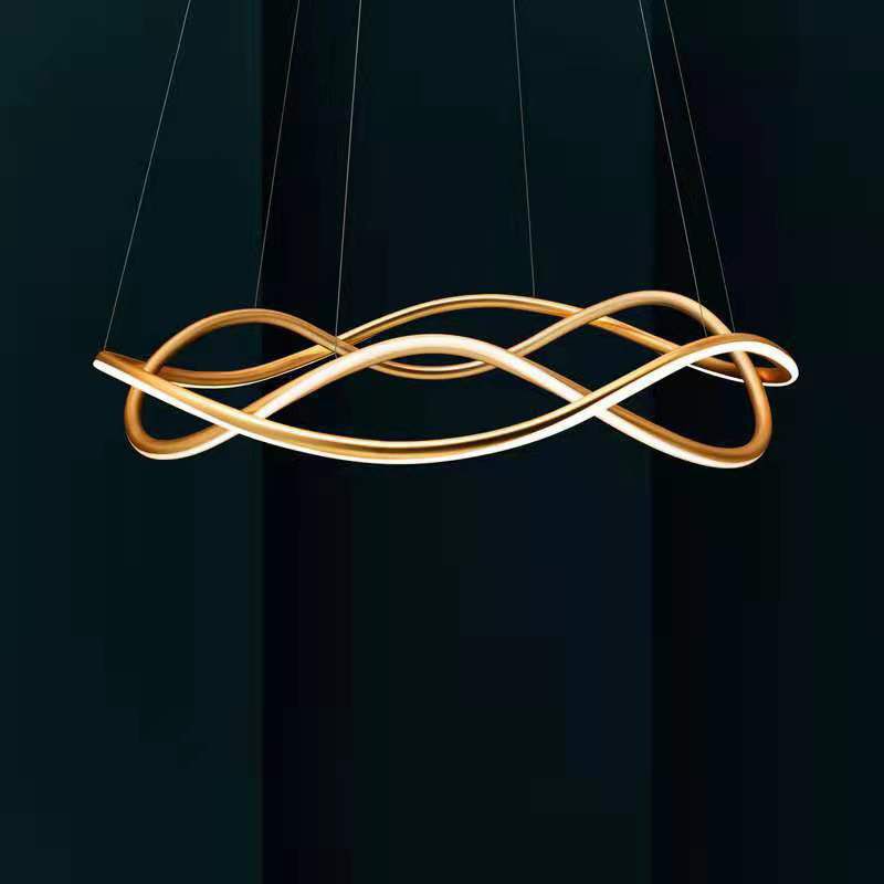 2 Lights Wave Pendant Chandelier Modern Style Metal Hanging Lamps