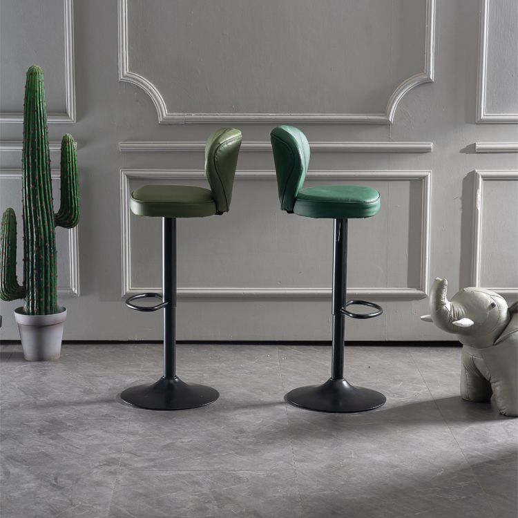 Contemporary Bar-stool Liftable Leather Counter Bar Stool with Metal Legs