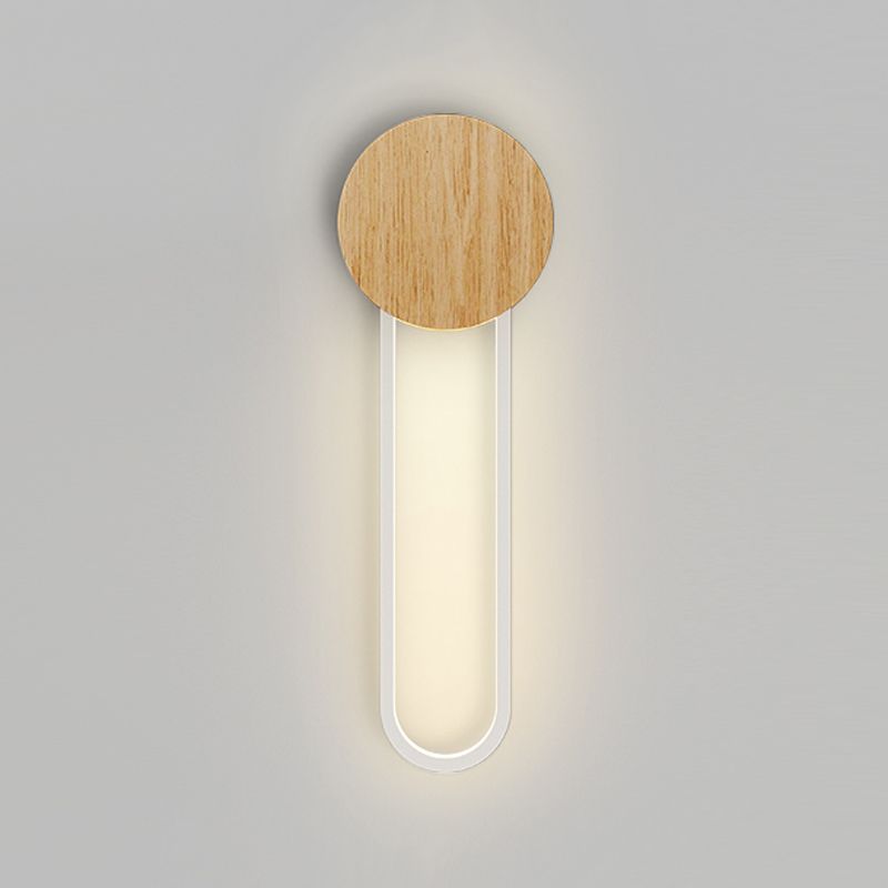 1 leichte ovale Wandbeleuchtungsbehörden moderne Holzwandmontage -Lichter im modernen Stil