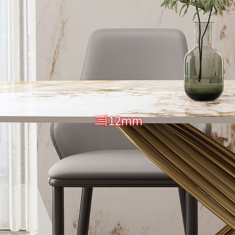 Industrial Style Sintered Stone Table Rectangle Table with Metal Legs for Home Use