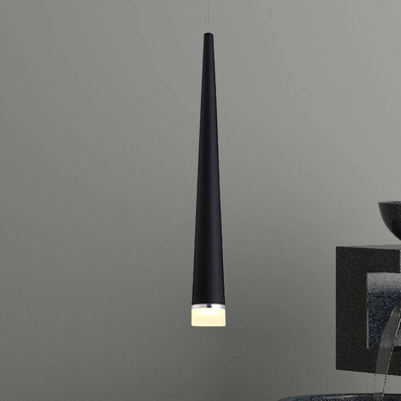 White/Black Tapered Ceiling Light Metal Minimalist LED Pendant Light Fixture in White/Warm/Neutral