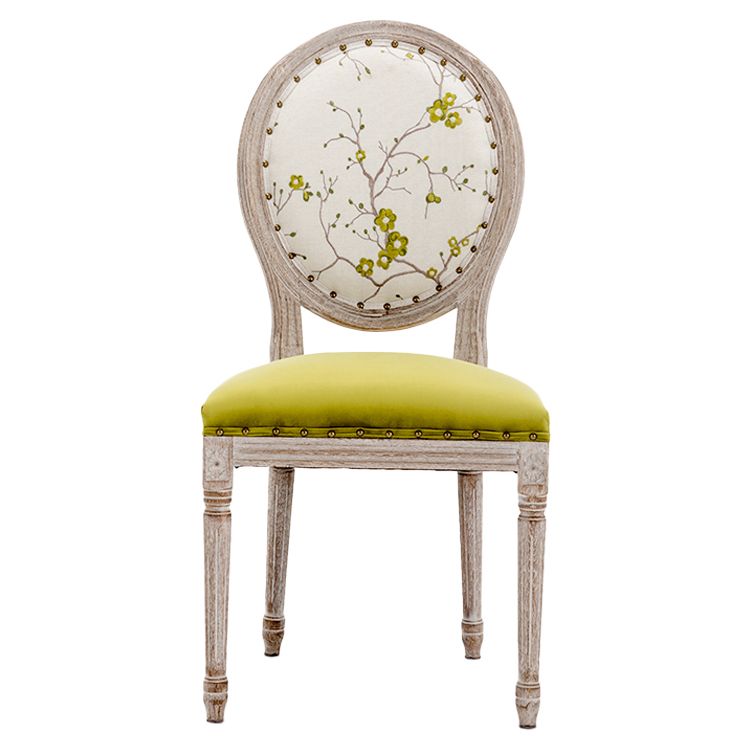 Chaise de salle à manger en tissu Farmhouse, chaise d'appoint à dossier King Louis de 38 po de hauteur avec base en bois