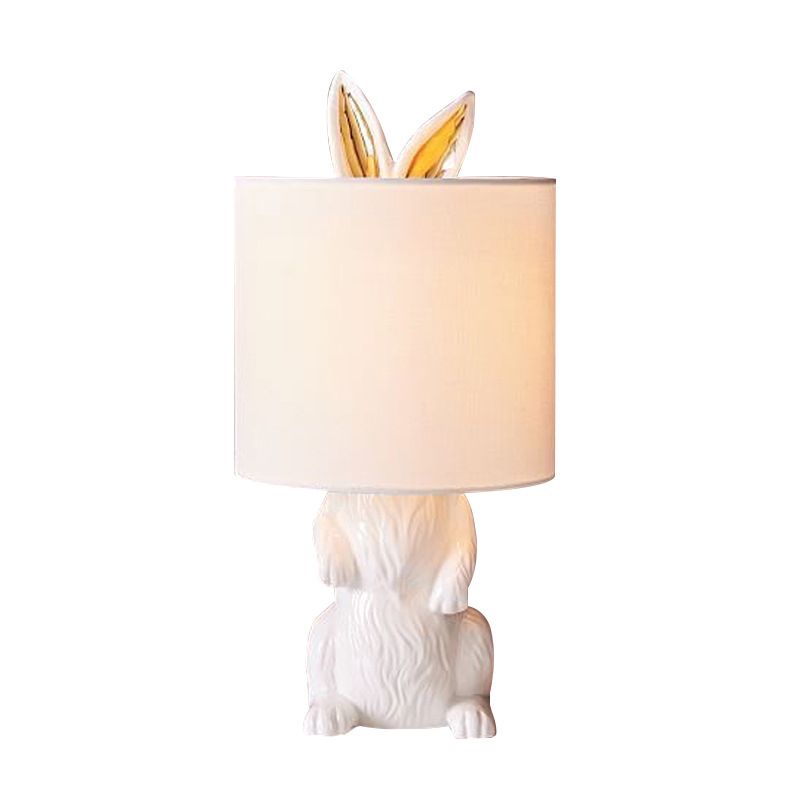 Tavolo a forma di coniglio in resina leggera stile da comodino a 1 lucciola lampada notturna in bianco