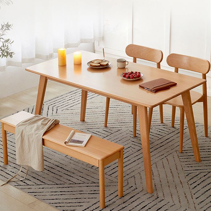 Solid Wood Industrial Dining Table Rectangle Standard Dining Table for Kitchen