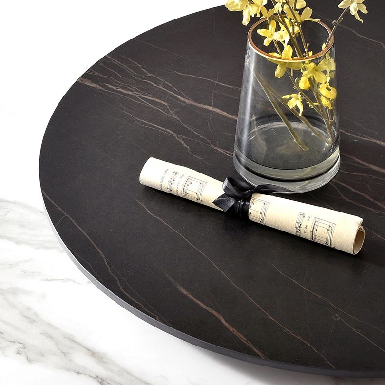 Traditional Luxury Dining Table Round Dining Table with Stainless Steel Pedestal