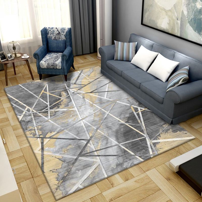 Scandinavian Abstract Pattern Rug Multi Color Polyster Area Carpet Anti-Slip Backing Easy Care Rug for Parlor
