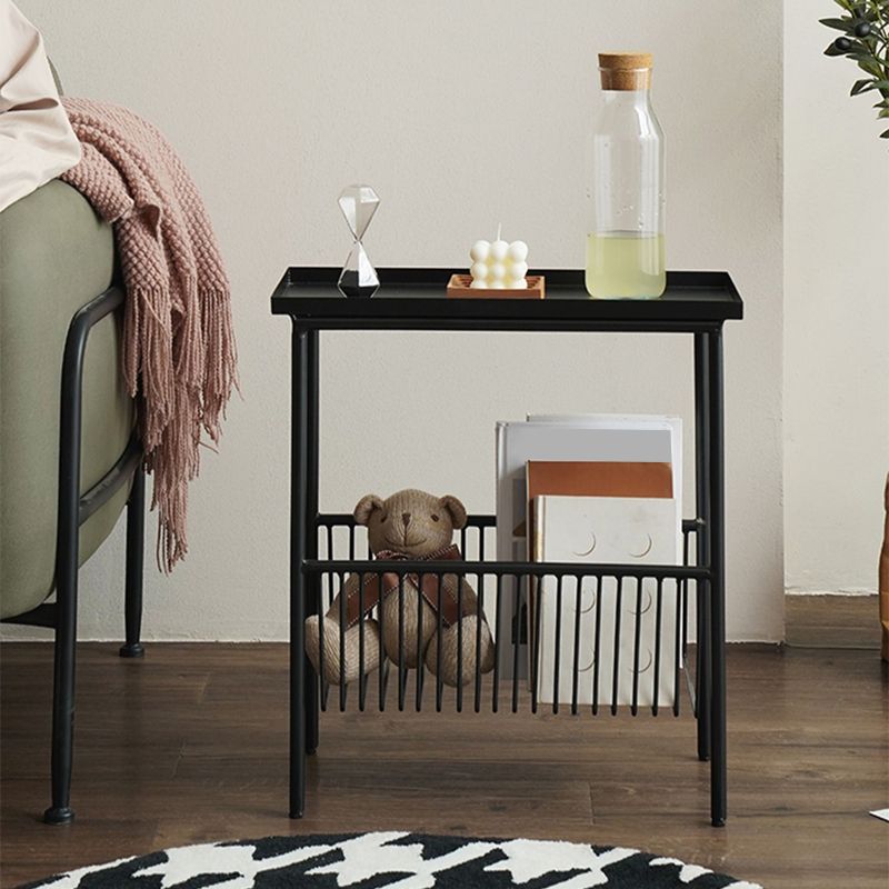 Contemporary Tray Top End Table 21.65" Tall Metal Side Table