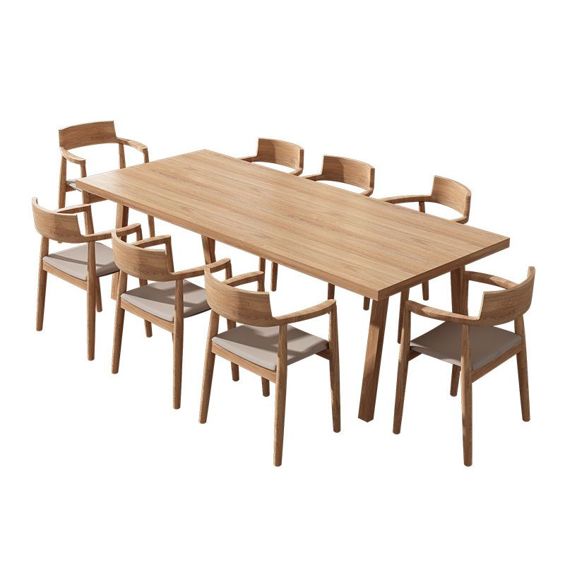 Pine Wood Top Dining Table Rectangle Solid Wood Table with 4 Legs
