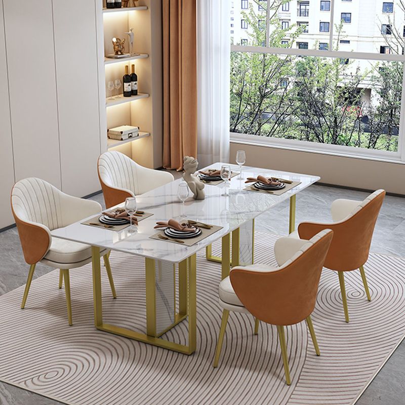 Modern Rectangle Stone Dining Table 1/5 Pieces Dining Set for Cafe