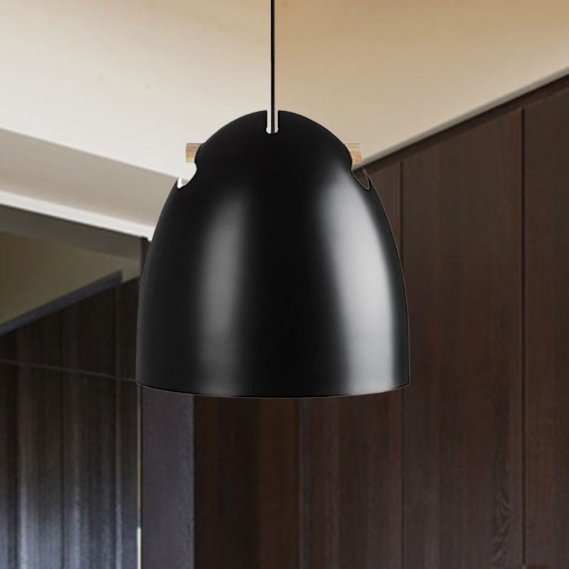 Dome Metal Pendant Lamp Modernism 1 Head Black Hanging Light Fixture for Restaurant