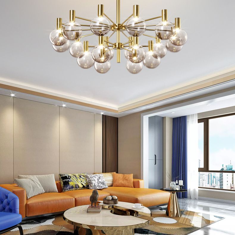 Modern Style Clear Glass Ball Chandelier Light Simplicity Multi Lights Suspension Lamp for Dining Room