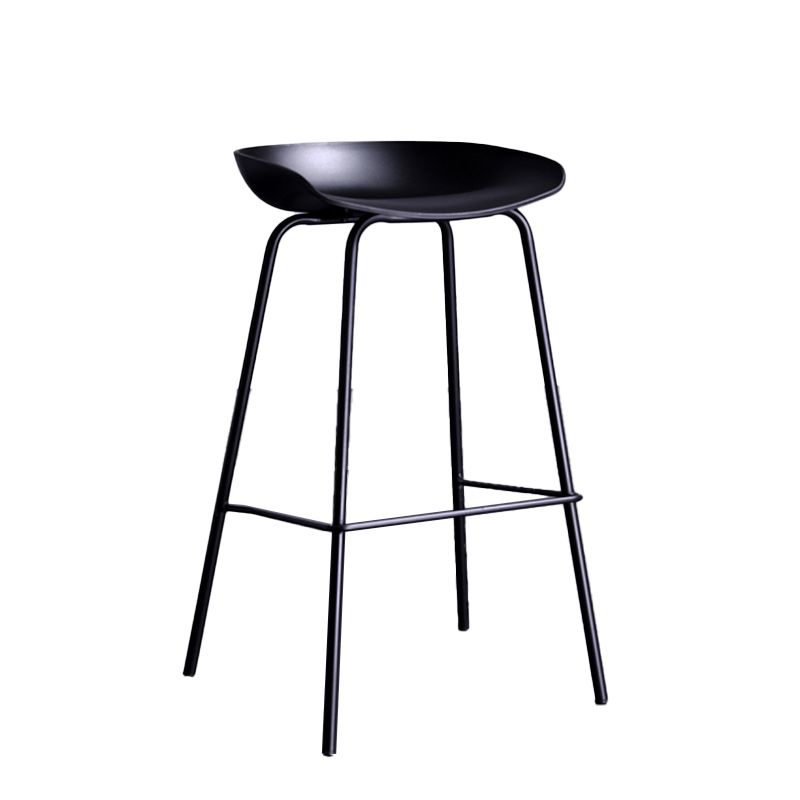 Contemporary Metal Counter Height Stools Low Back Bar Stool with Footrest