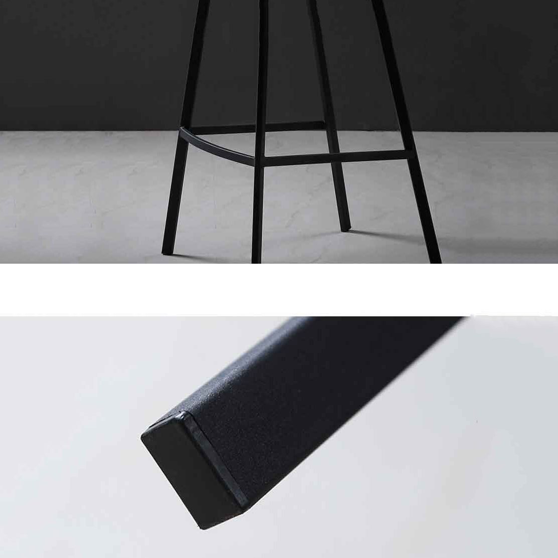 Faux Leather Saddle Seat Barstool Contemporary Armless Bar Stool with 4 Black Legs