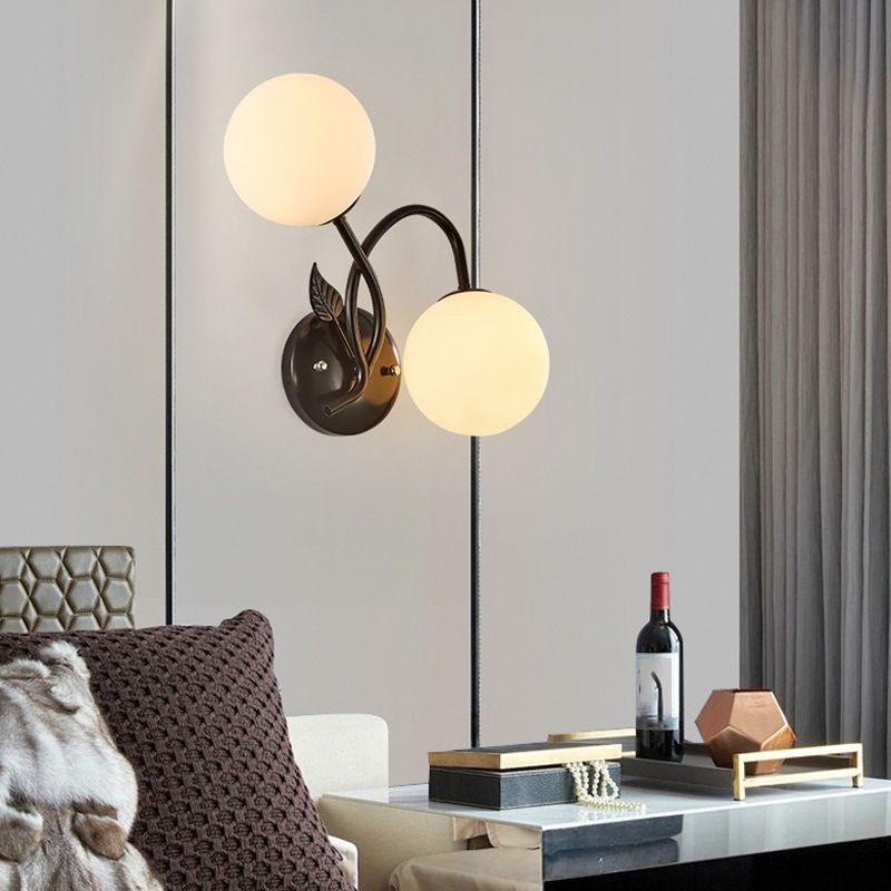 Industrial Style Ball Wall Sconce Glass 2 Light Sconces for Dining Room