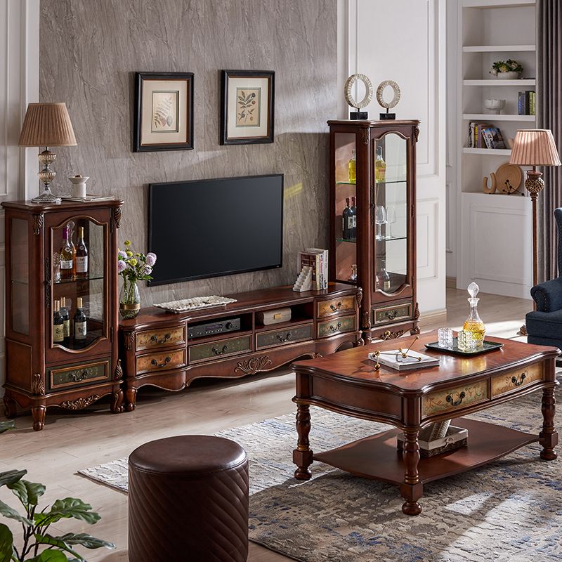 French Country Distressed Cocktail Table in Solid Wood for Living Room