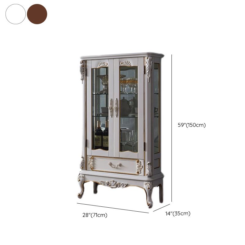 Traditional Glass Doors Curio Cabinet Birch Storage Cabinet for Home