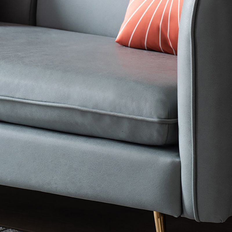 Modern Standard Faux Leather Sofa 3 Seater Square Arm Sofa for Living Room