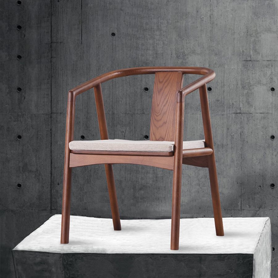 Sillas de madera de fresno de estilo tradicional, silla con brazo trasero de listón de cocina