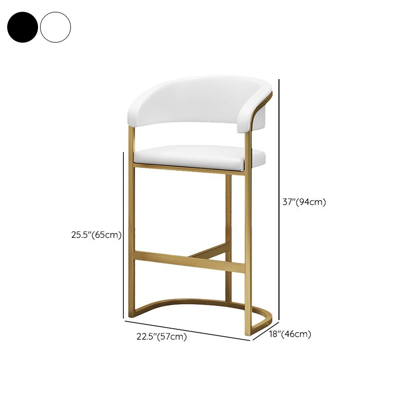 Glam Armrest Backrest Counter Stool Iron Bar Stool with Leather Cushion and Pedal