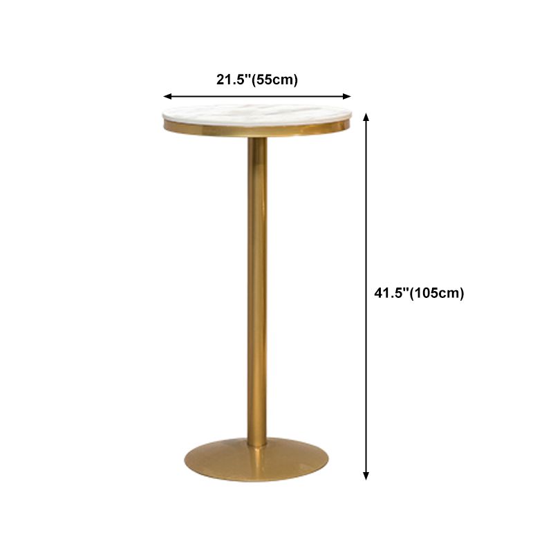 Artificial Marble Bar Table Glam Style Gold Base Bistro Table for Indoor