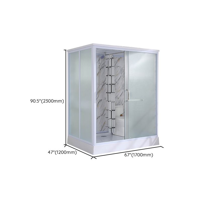 Framed White Shower Kit Corner Rectangle Frosted Shower Stall