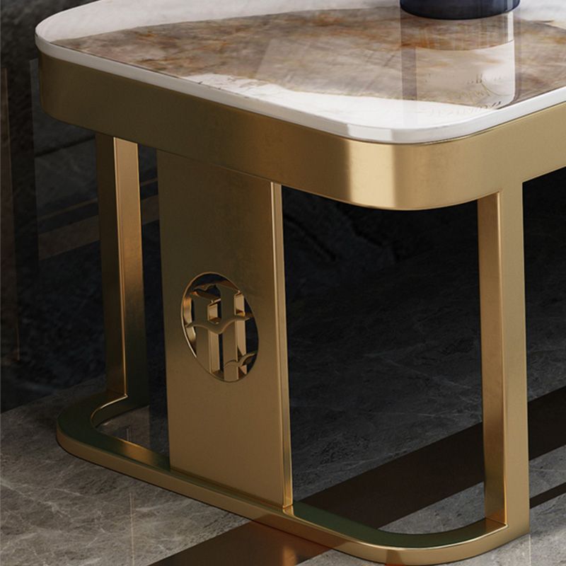 Slate Coffee Table Glam Frame Nesting Coffee Table Set with Drawer