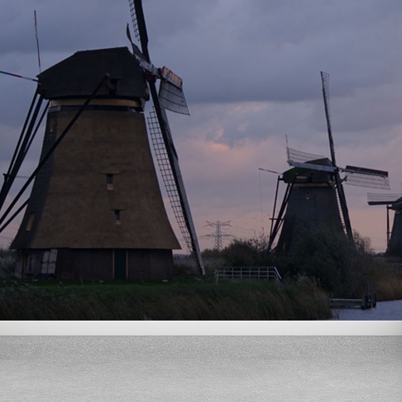 Rotating Windmill Mural Wallpaper for Dining Room Summer Wall Decor, Custom Printed