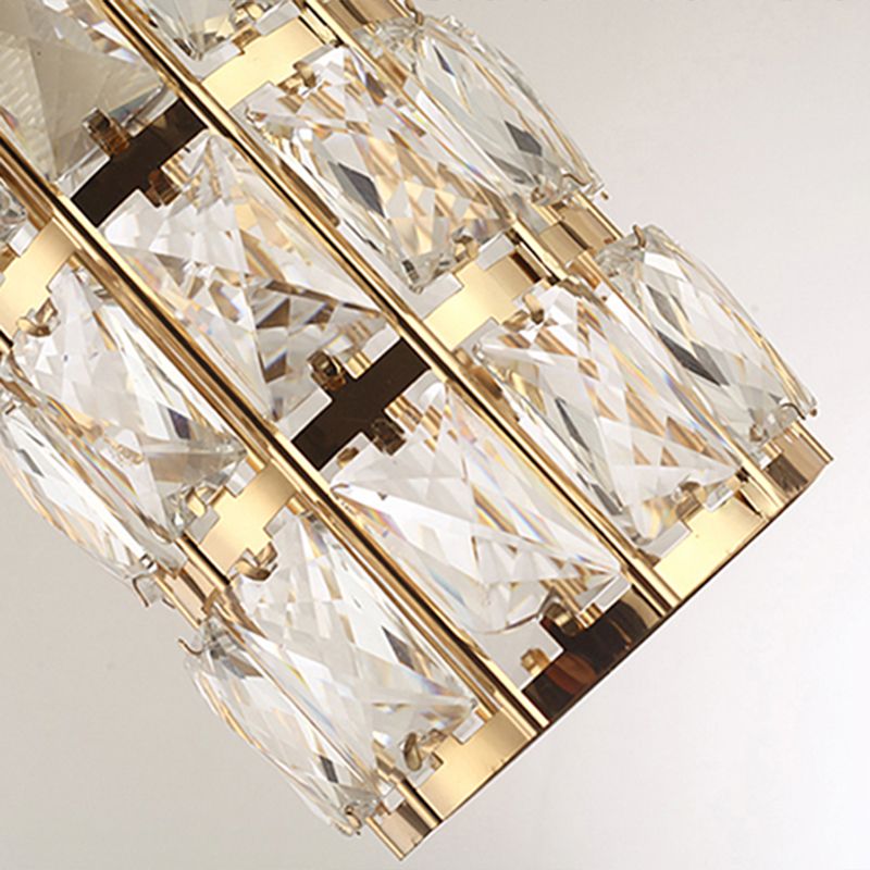 Crystal-Encrusted Cylindrical Multi Ceiling Lamp Modern 10 Bulbs Suspension Light Fixture for Staircase