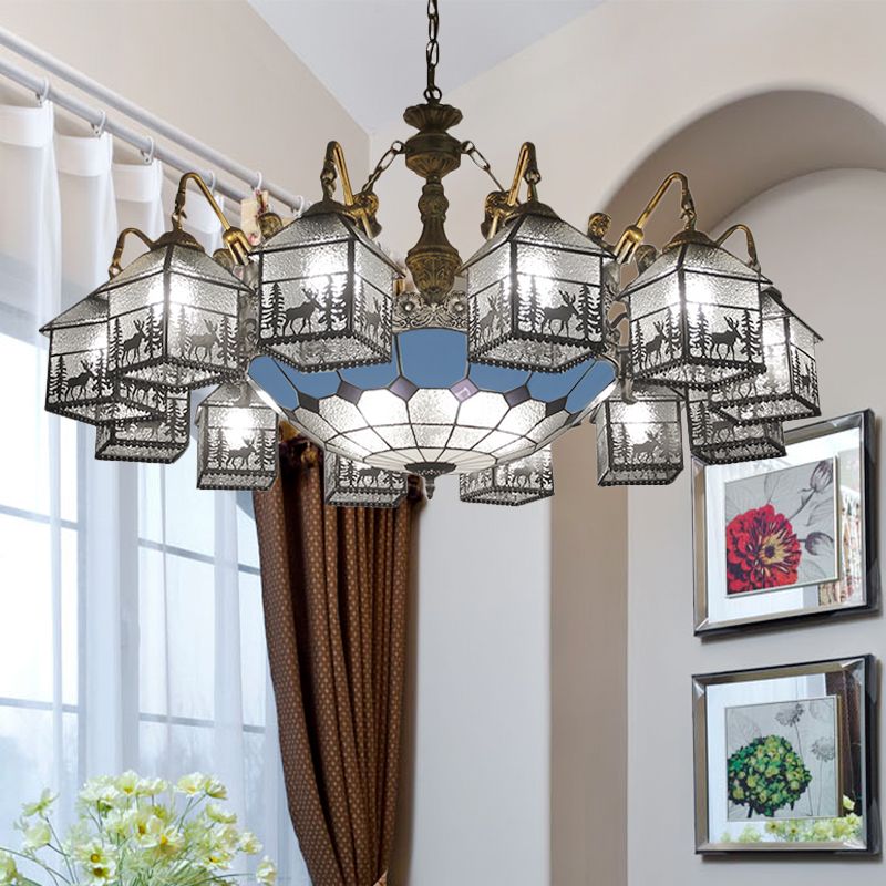 Traditional Hanging House Chandelier with Mermaid Glass Clear Hanging Light for Living Room