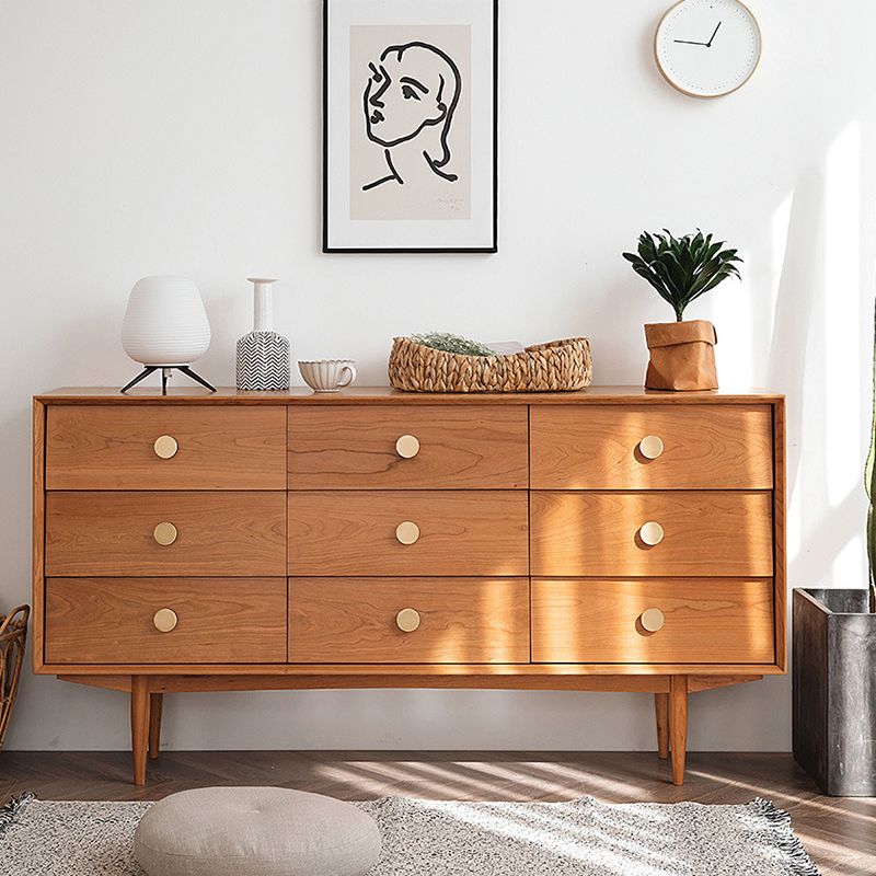 Contemporary Rectangle Wood Accent Cabinet Knobs Cabinet with Drawer