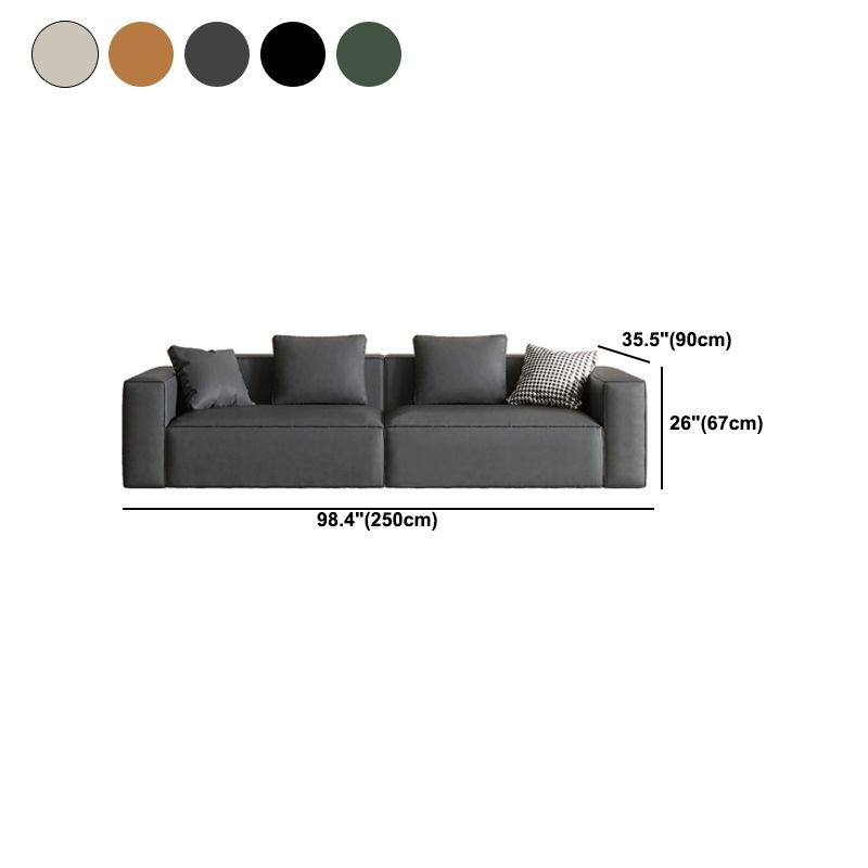 26.3" H 4-seater Faux Leather Square Arm Sofa for Living Room