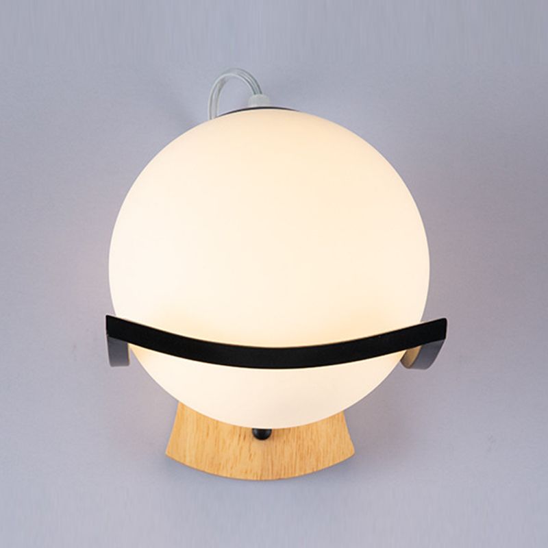 Modern Style Wooden Wall Sconce Glass Shade 1 Light Wall Mount Light Fixture