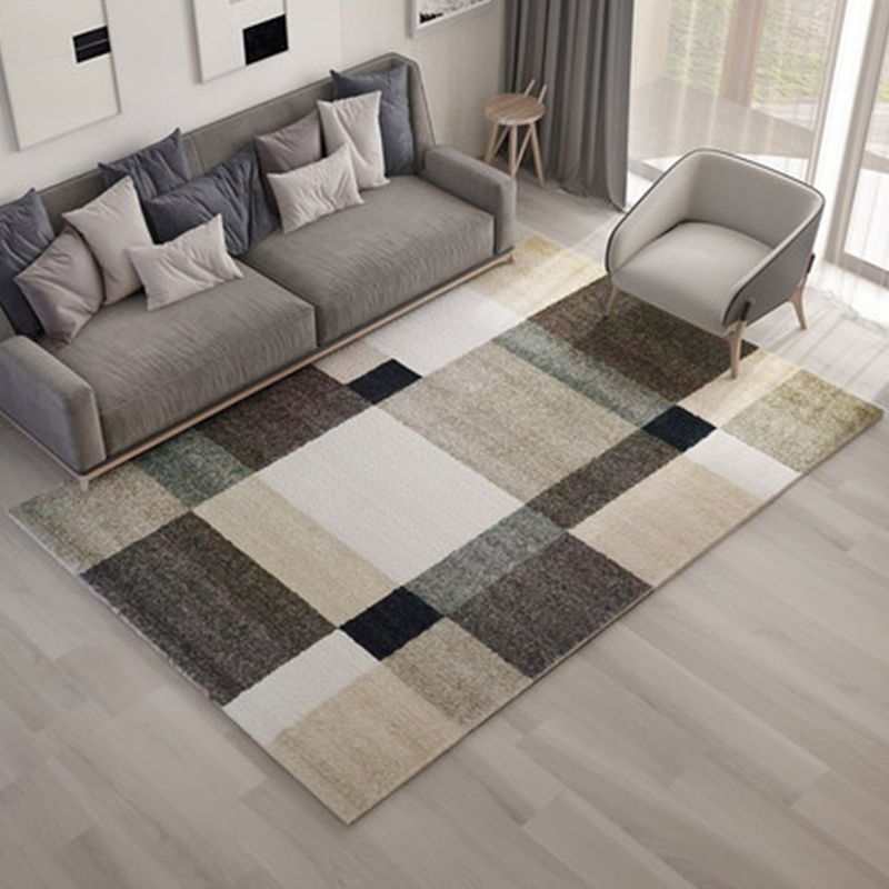 Nordic Living Room Rug Multicolor Abstract Print  Area Carpet Polyster Easy Care Machine Washable Indoor Rug